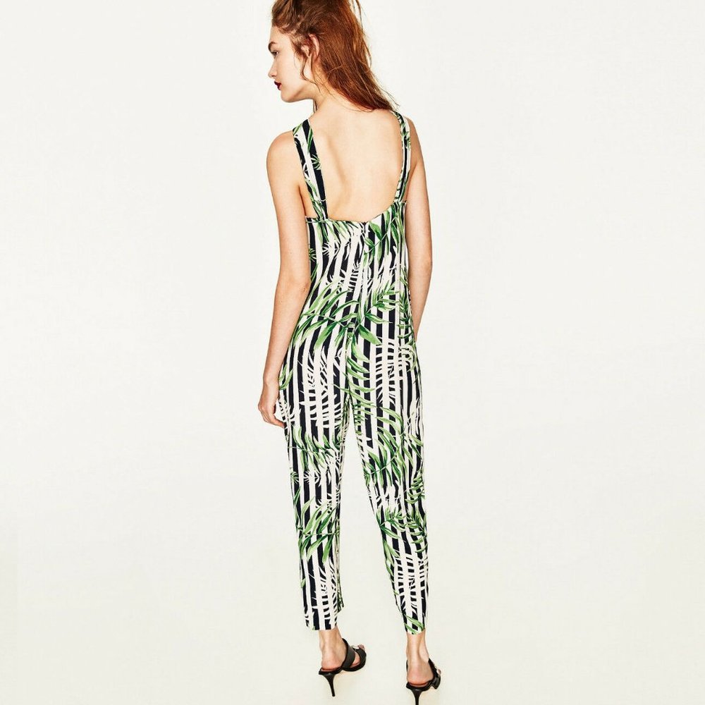 NWT Zara Size XS Long Exotic Halter Jumpsuit - Picture 4 of 6